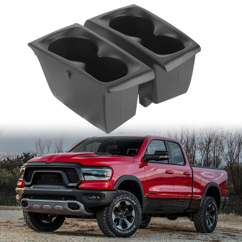 LINOAH Cup Holders Insert Compatible with 2019-2025 Ram 1500 Cup Holder  Replace #5YK46TX7AC 5YK47TX7AC  Door Cup Holders for Right and Left Pocket  Pack of 2 - Image 1